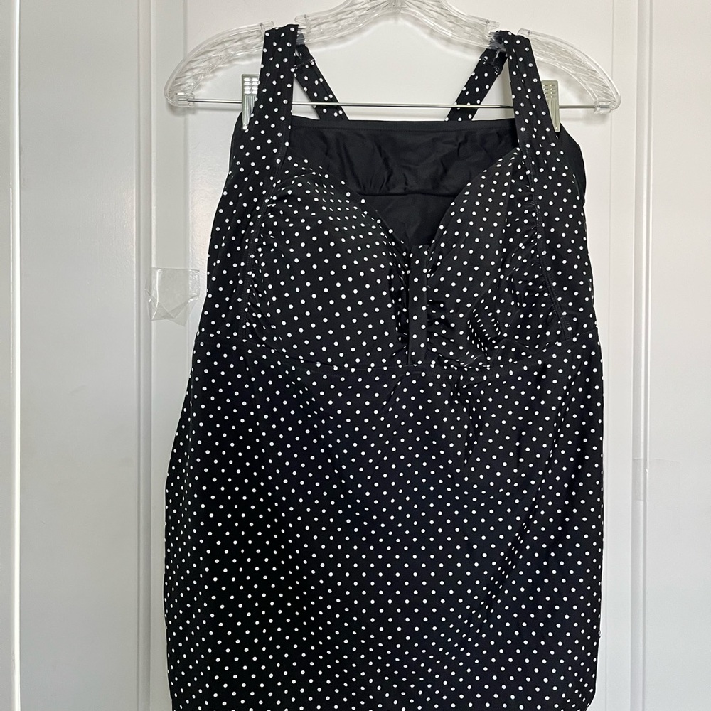 Black Polka Dot Women's Swim Top